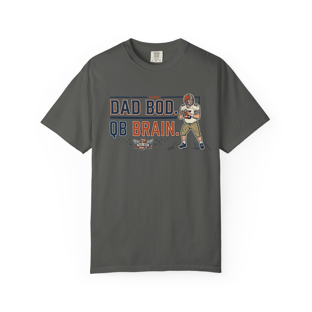 Dad Bod, QB Brain Football T-Shirt — Funny Dad Football Tee