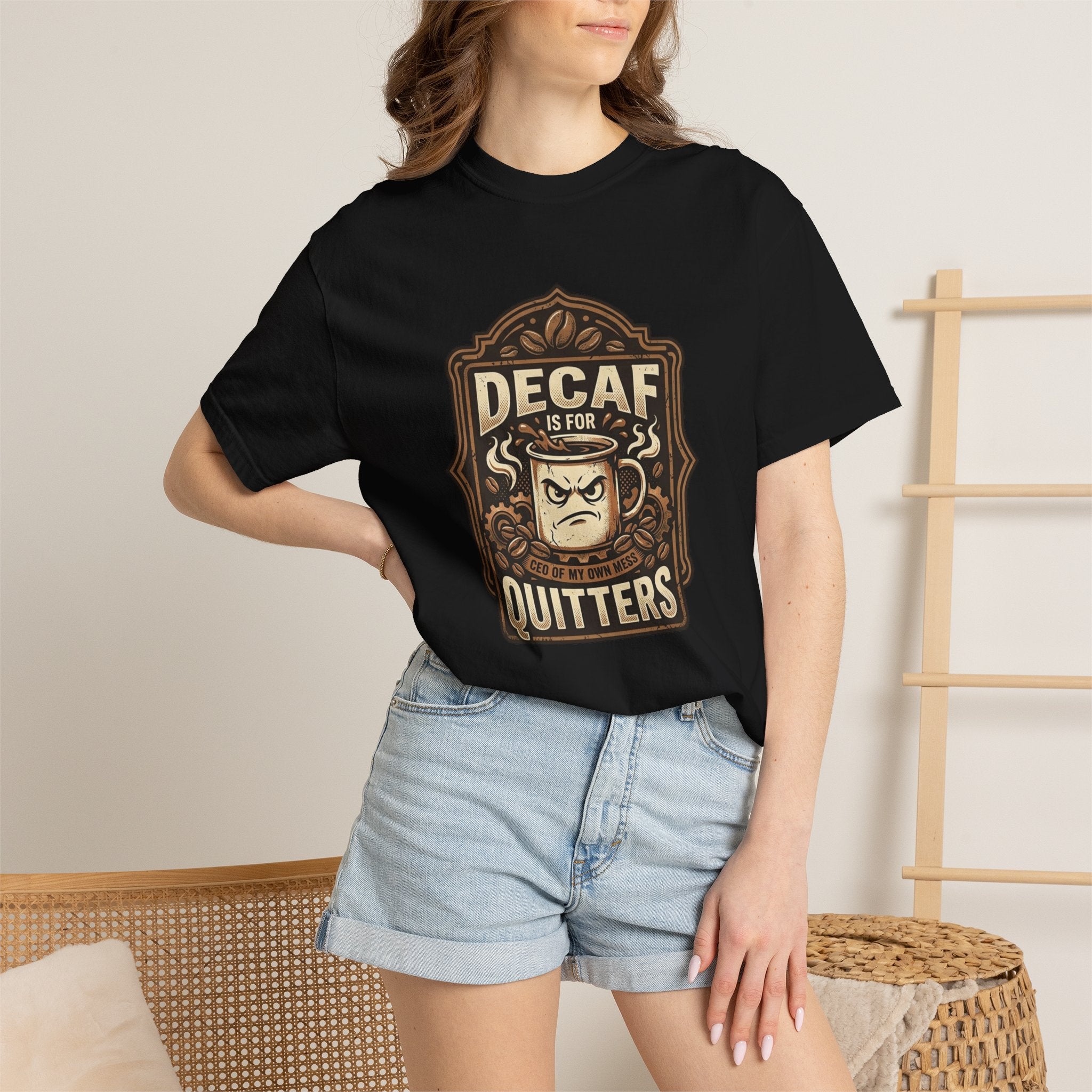 Decaf Is For Quitters Coffee T-Shirt — Funny Coffee Lover Tee