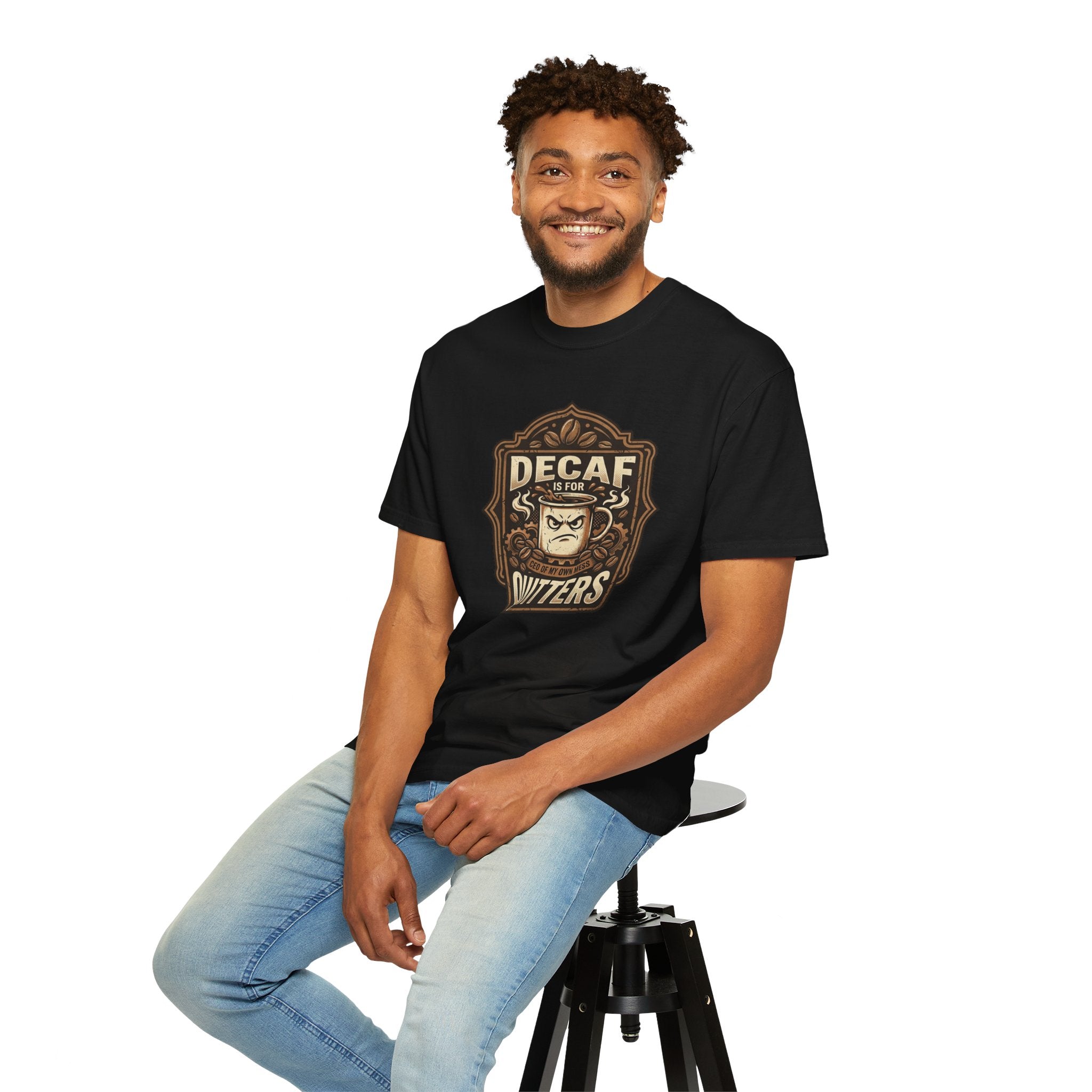 Decaf Is For Quitters Coffee T-Shirt — Funny Coffee Lover Tee