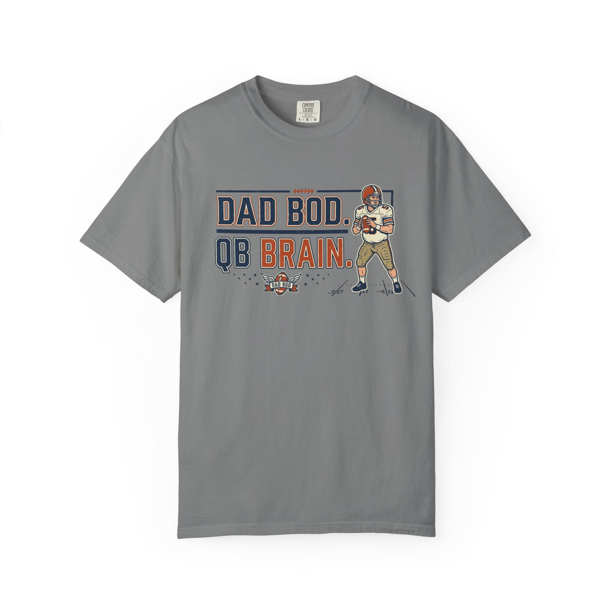 Dad Bod, QB Brain Football T-Shirt — Funny Dad Football Tee