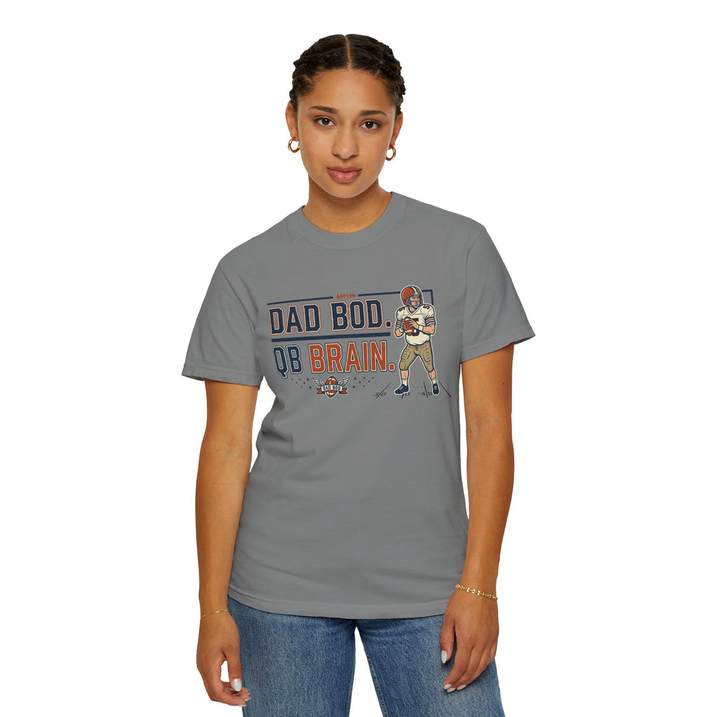 Dad Bod, QB Brain Football T-Shirt — Funny Dad Football Tee