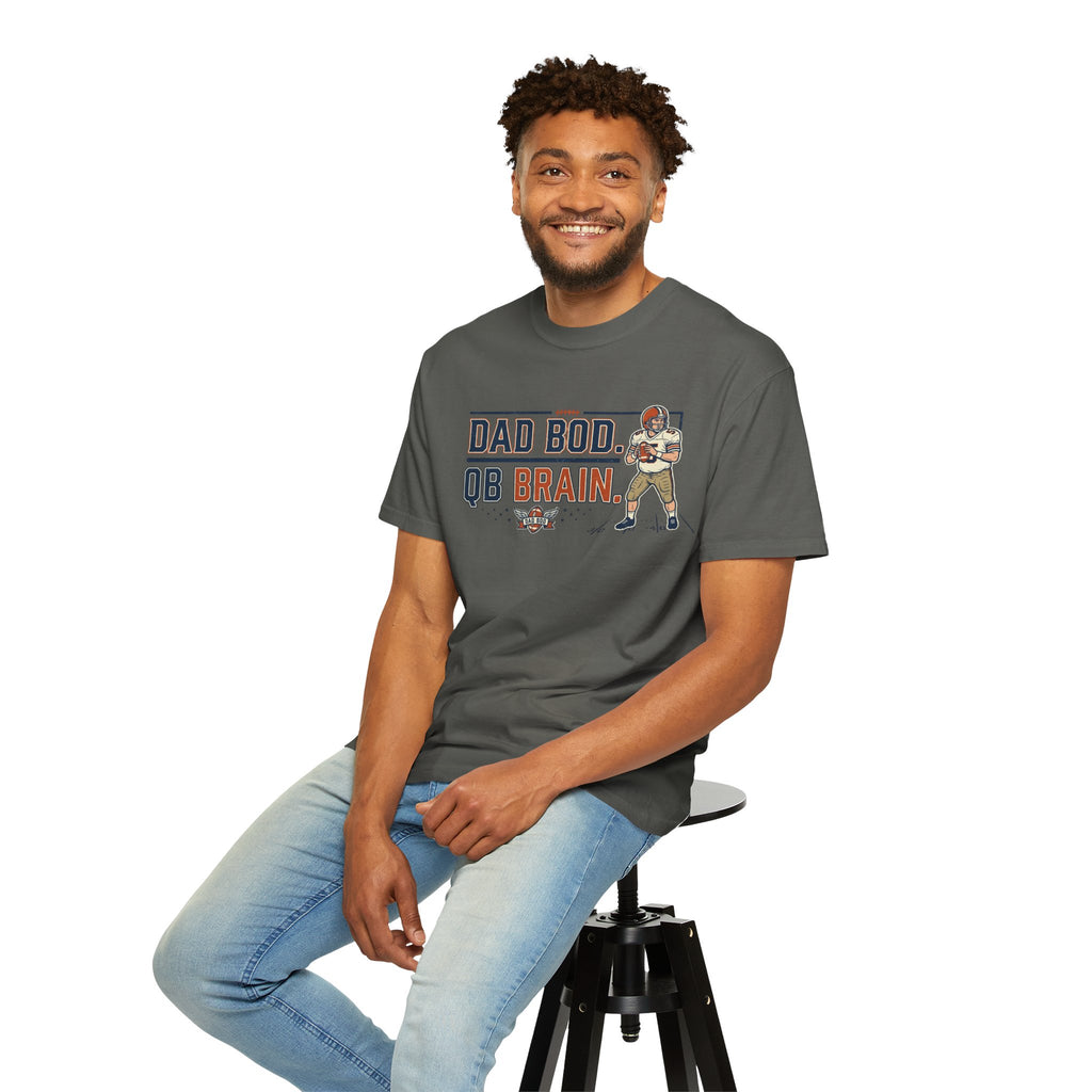 Dad Bod, QB Brain Football T-Shirt — Funny Dad Football Tee
