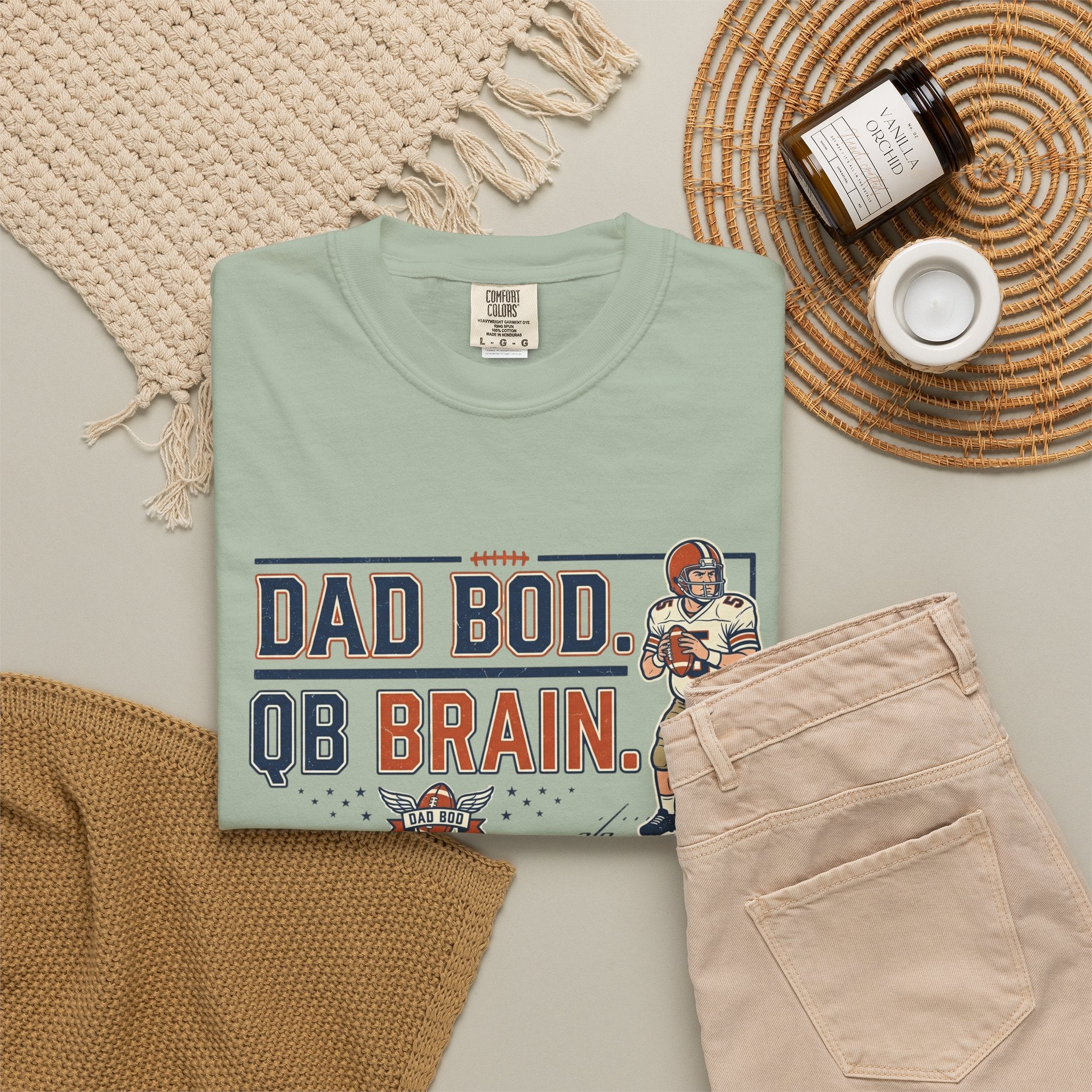 Dad Bod, QB Brain Football T-Shirt — Funny Dad Football Tee