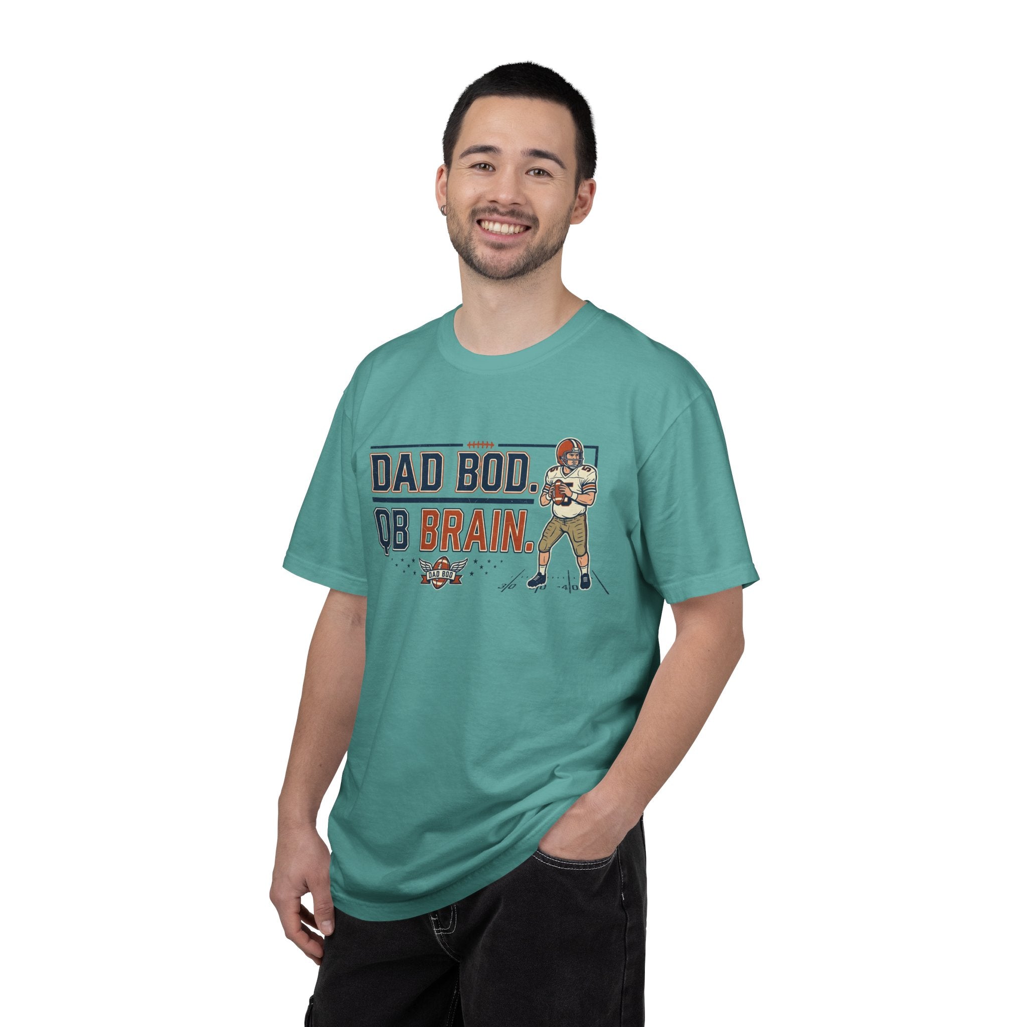 Dad Bod, QB Brain Football T-Shirt — Funny Dad Football Tee