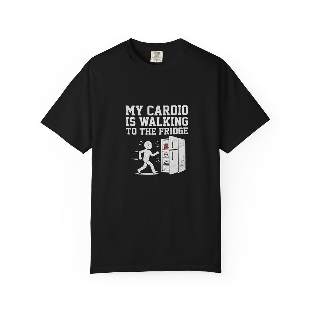 T-Shirt — "My Cardio Is Walking to the Fridge" Funny Fitness Graphic Tee