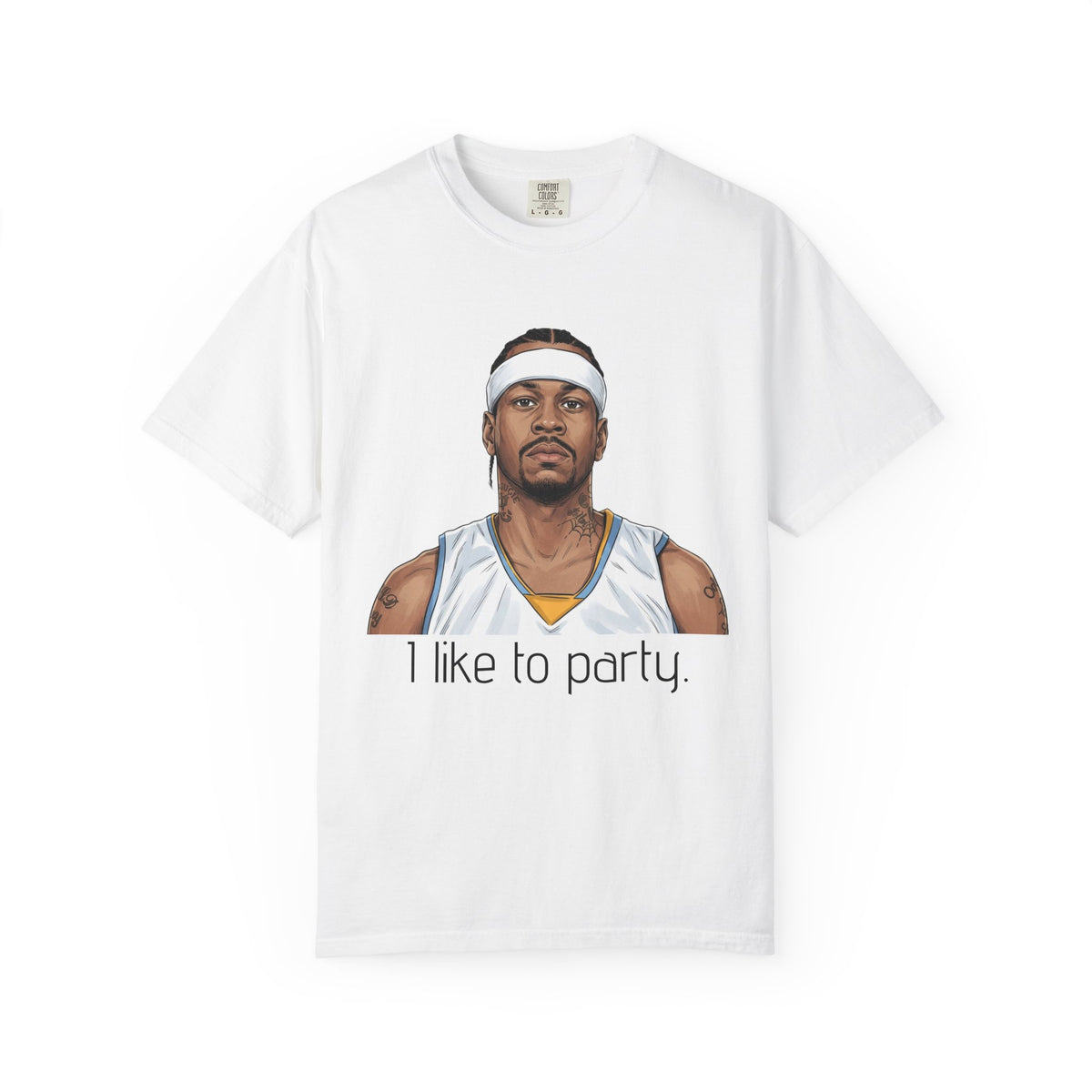 T-Shirt — AI 'I like to party.' Graphic Tee (Retro Athlete Portrait)