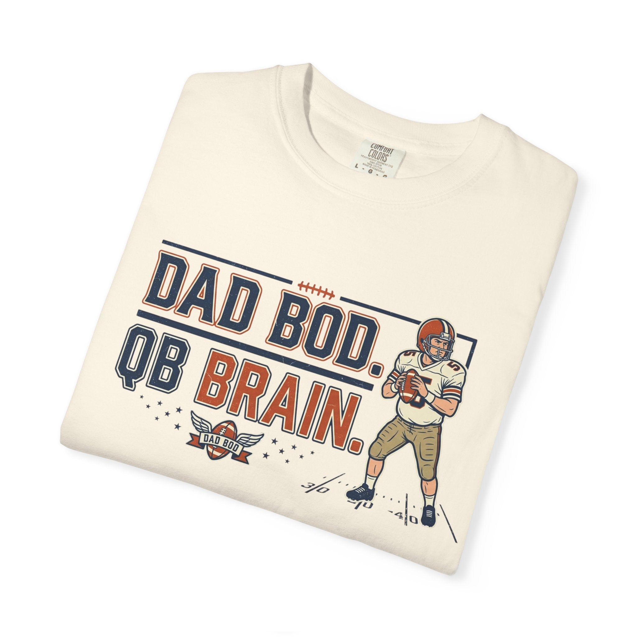 Dad Bod, QB Brain Football T-Shirt — Funny Dad Football Tee