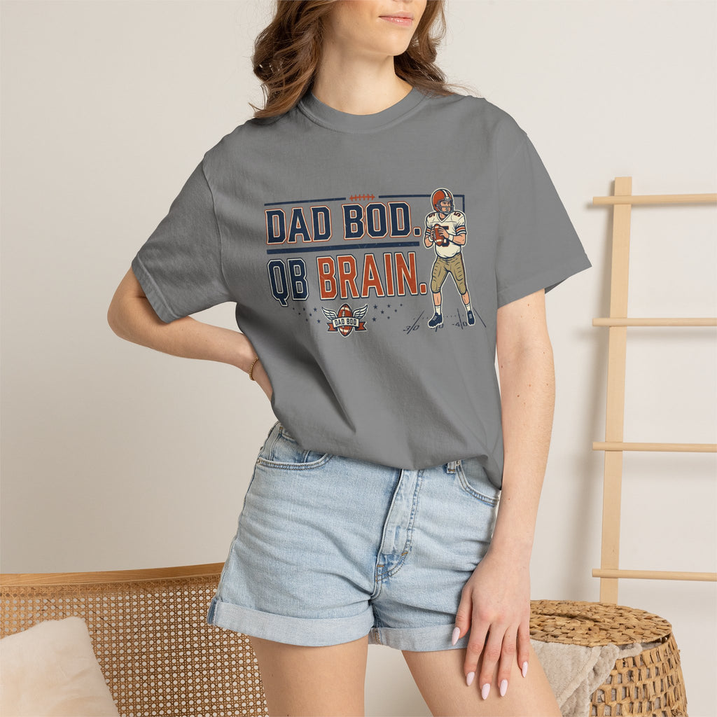 Dad Bod, QB Brain Football T-Shirt — Funny Dad Football Tee