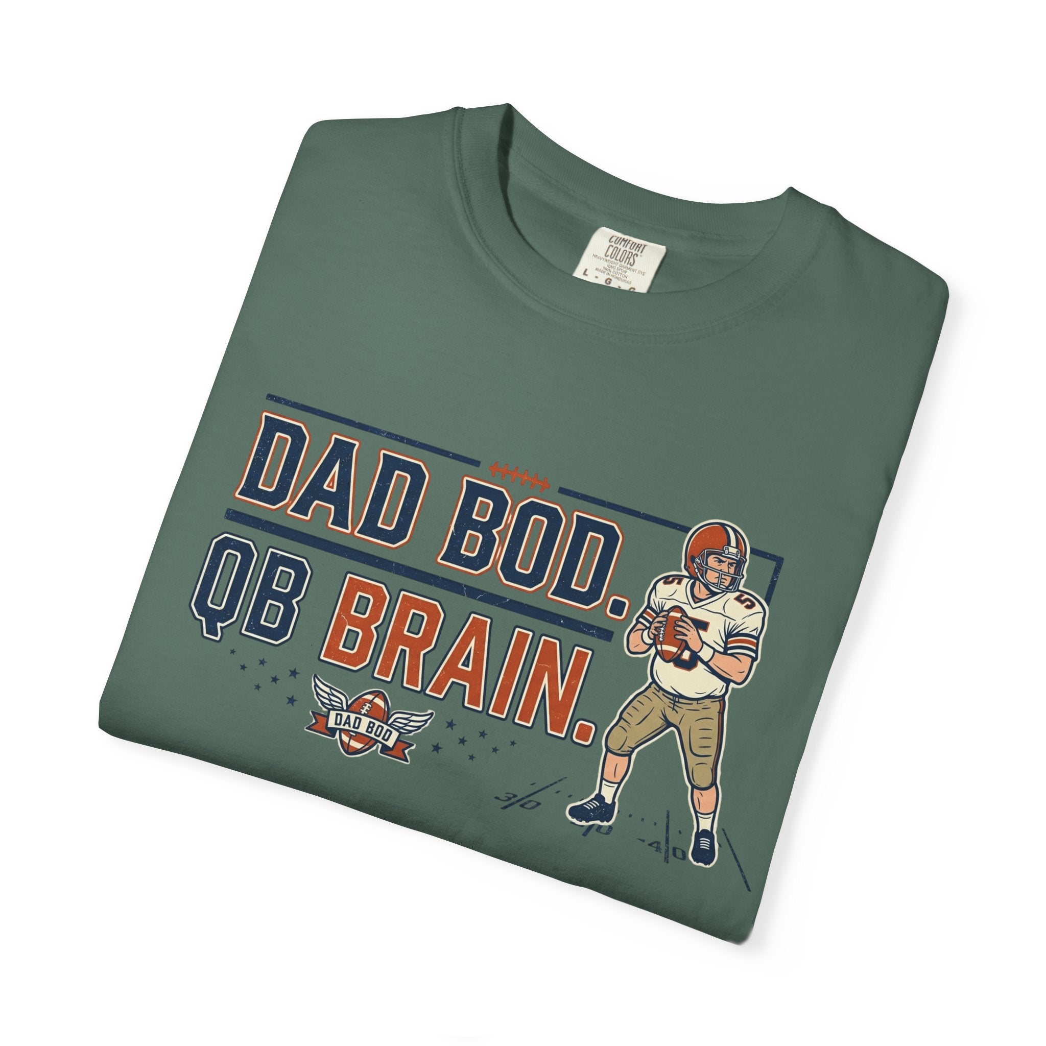 Dad Bod, QB Brain Football T-Shirt — Funny Dad Football Tee