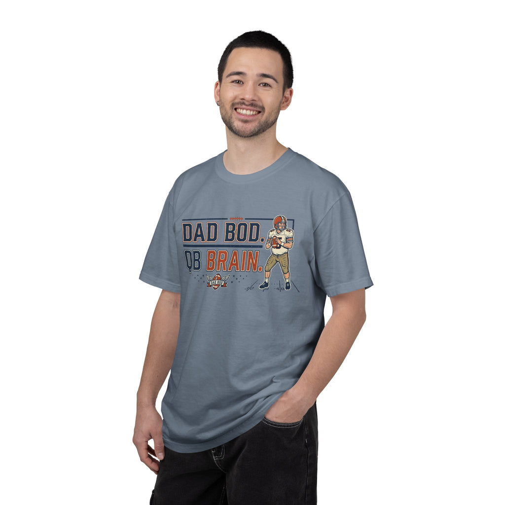 Dad Bod, QB Brain Football T-Shirt — Funny Dad Football Tee