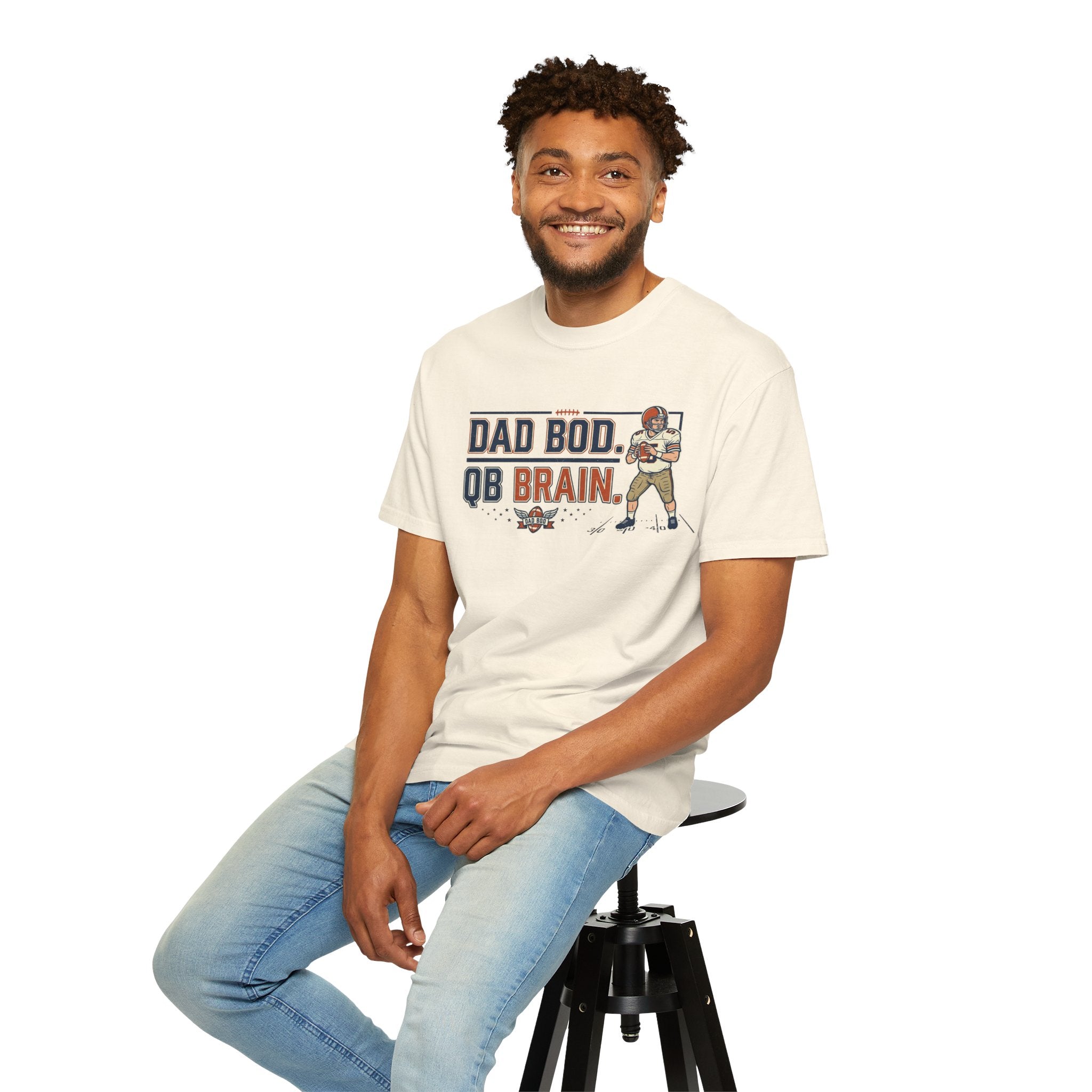 Dad Bod, QB Brain Football T-Shirt — Funny Dad Football Tee