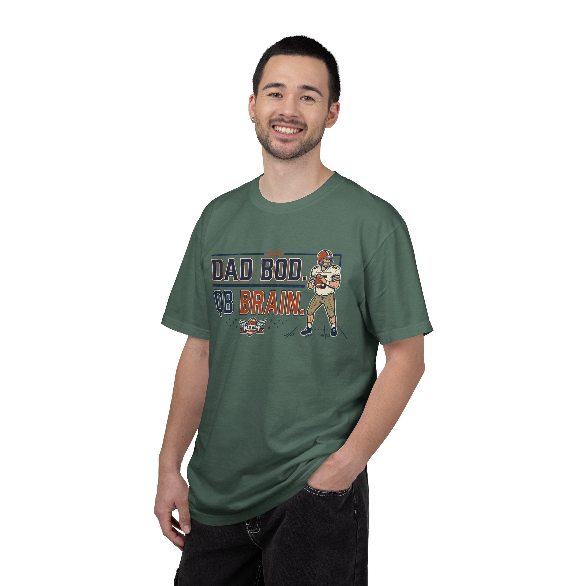 Dad Bod, QB Brain Football T-Shirt — Funny Dad Football Tee