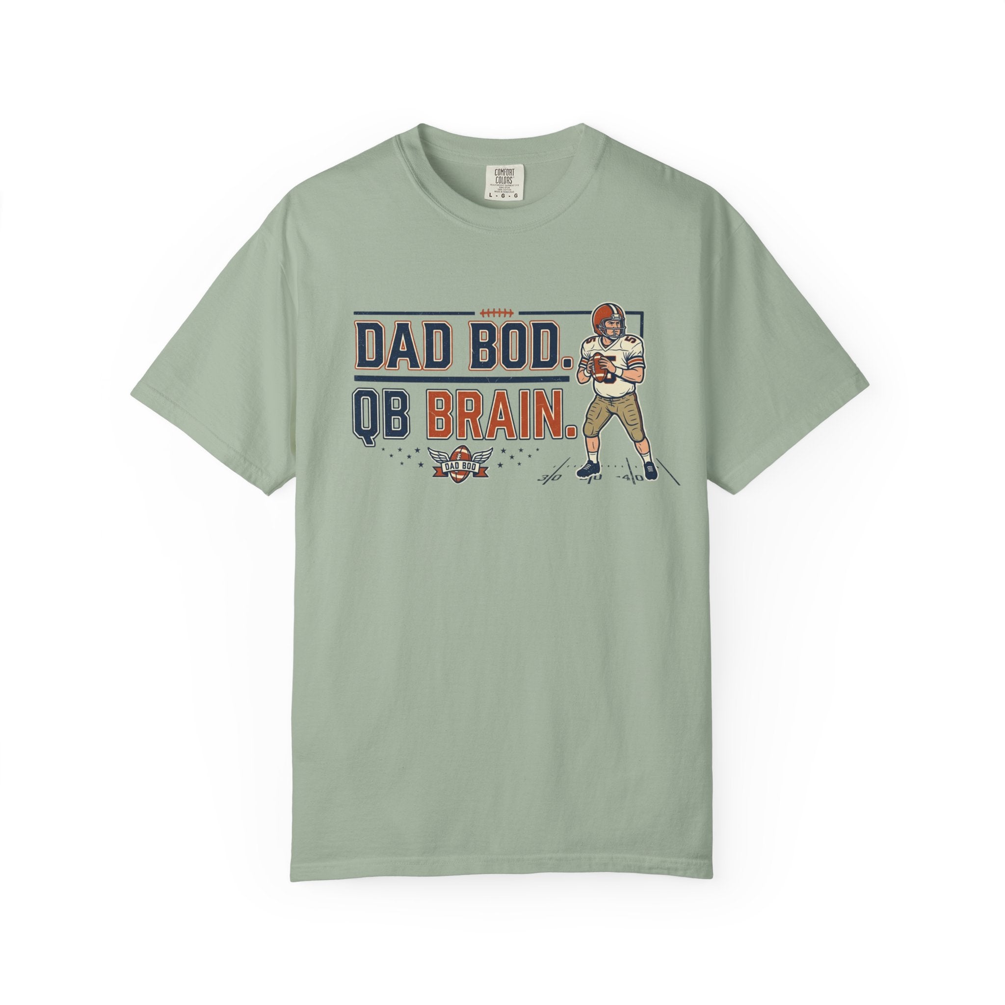 Dad Bod, QB Brain Football T-Shirt — Funny Dad Football Tee