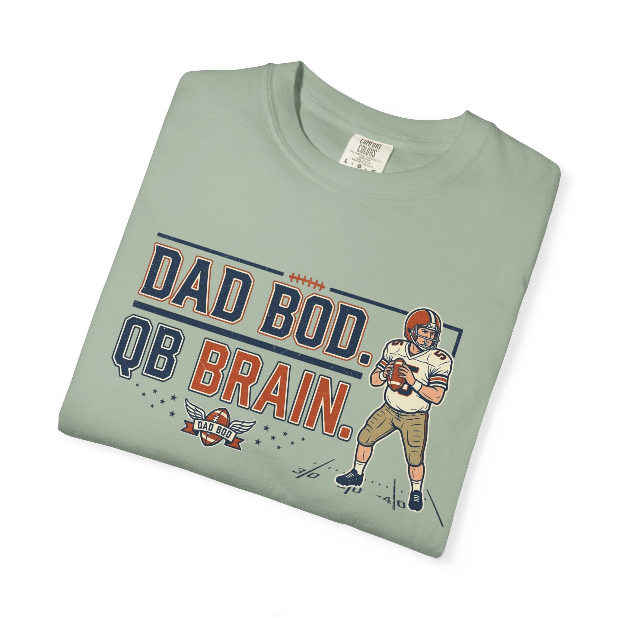 Dad Bod, QB Brain Football T-Shirt — Funny Dad Football Tee