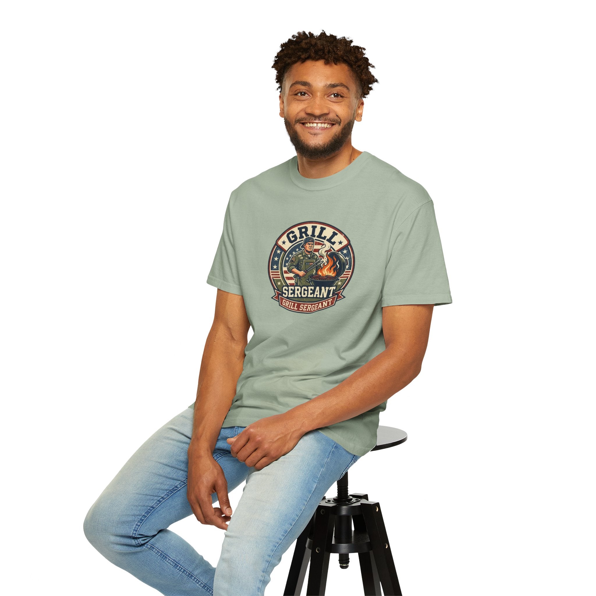 Grill Sergeant T-Shirt — Funny BBQ Chef Shirt for Dad & Grill Masters