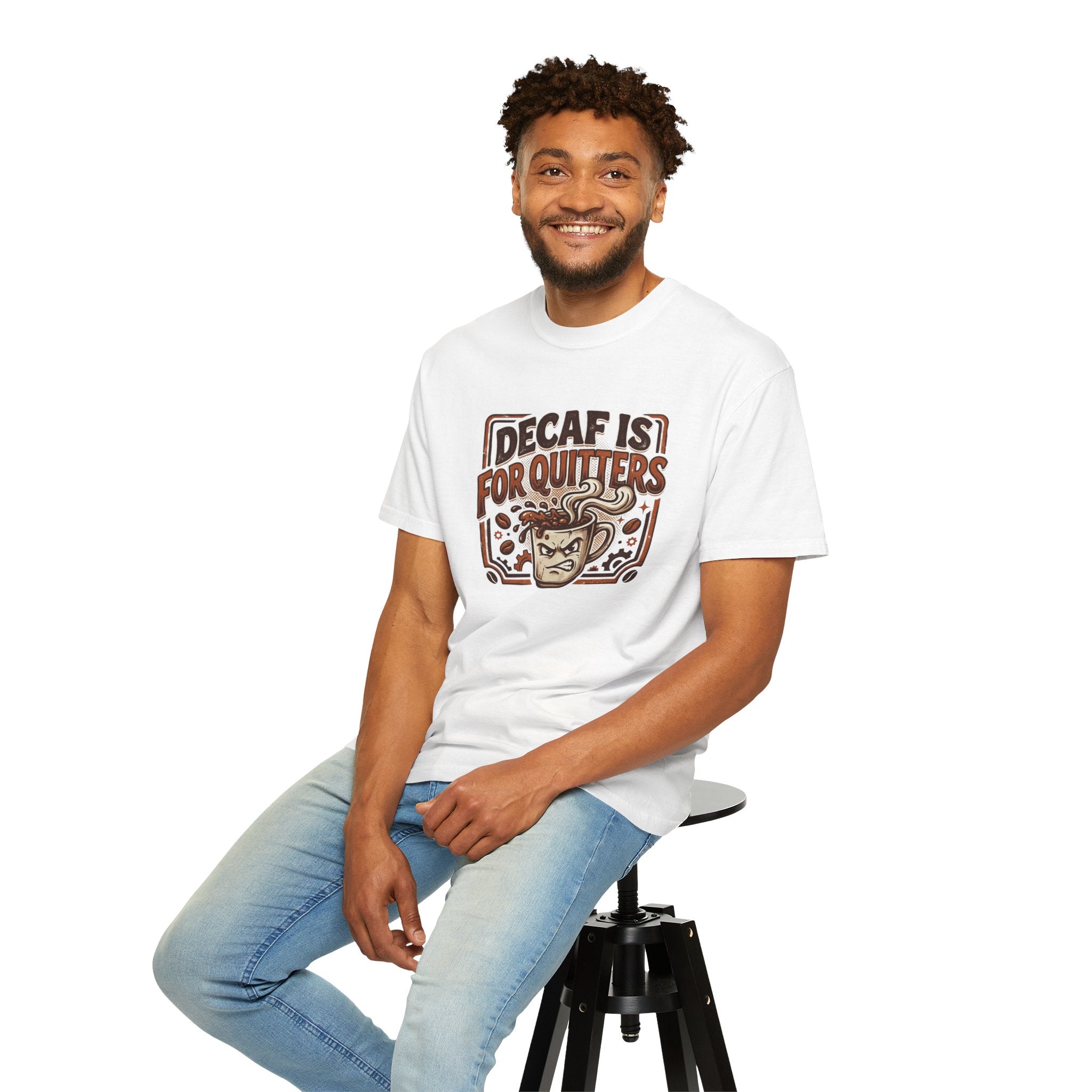 Decaf Is For Quitters Coffee T-Shirt — Funny Coffee Lover Tee
