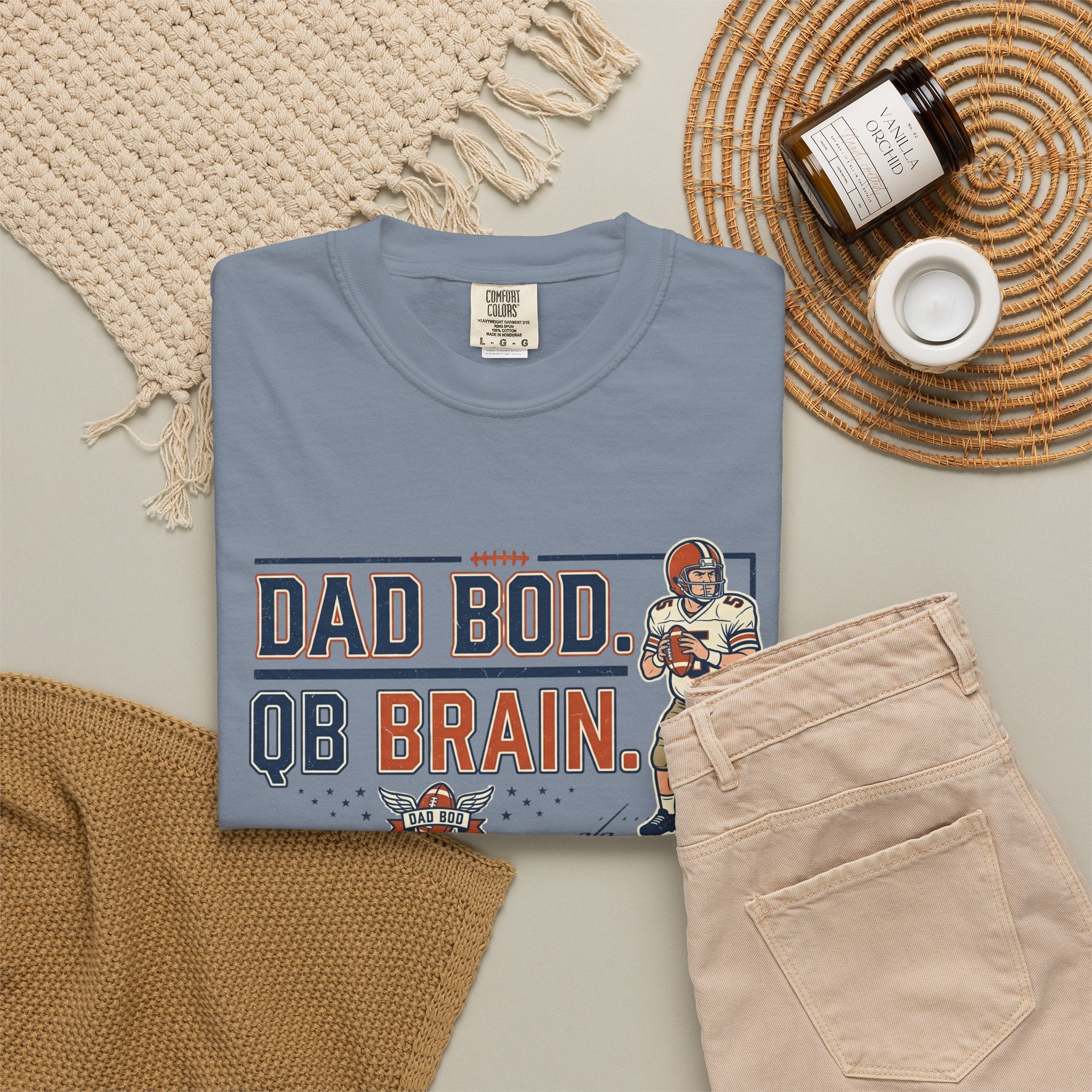 Dad Bod, QB Brain Football T-Shirt — Funny Dad Football Tee