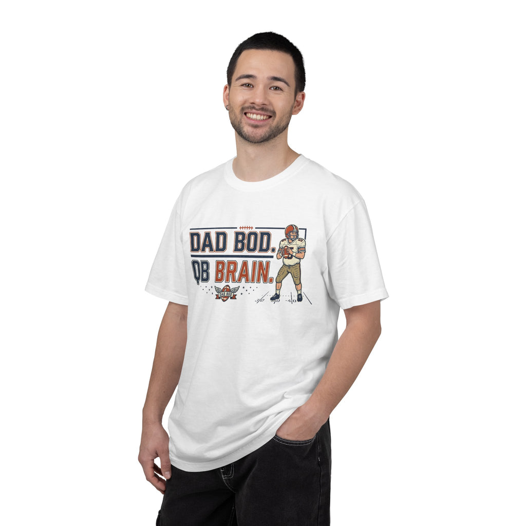 Dad Bod, QB Brain Football T-Shirt — Funny Dad Football Tee