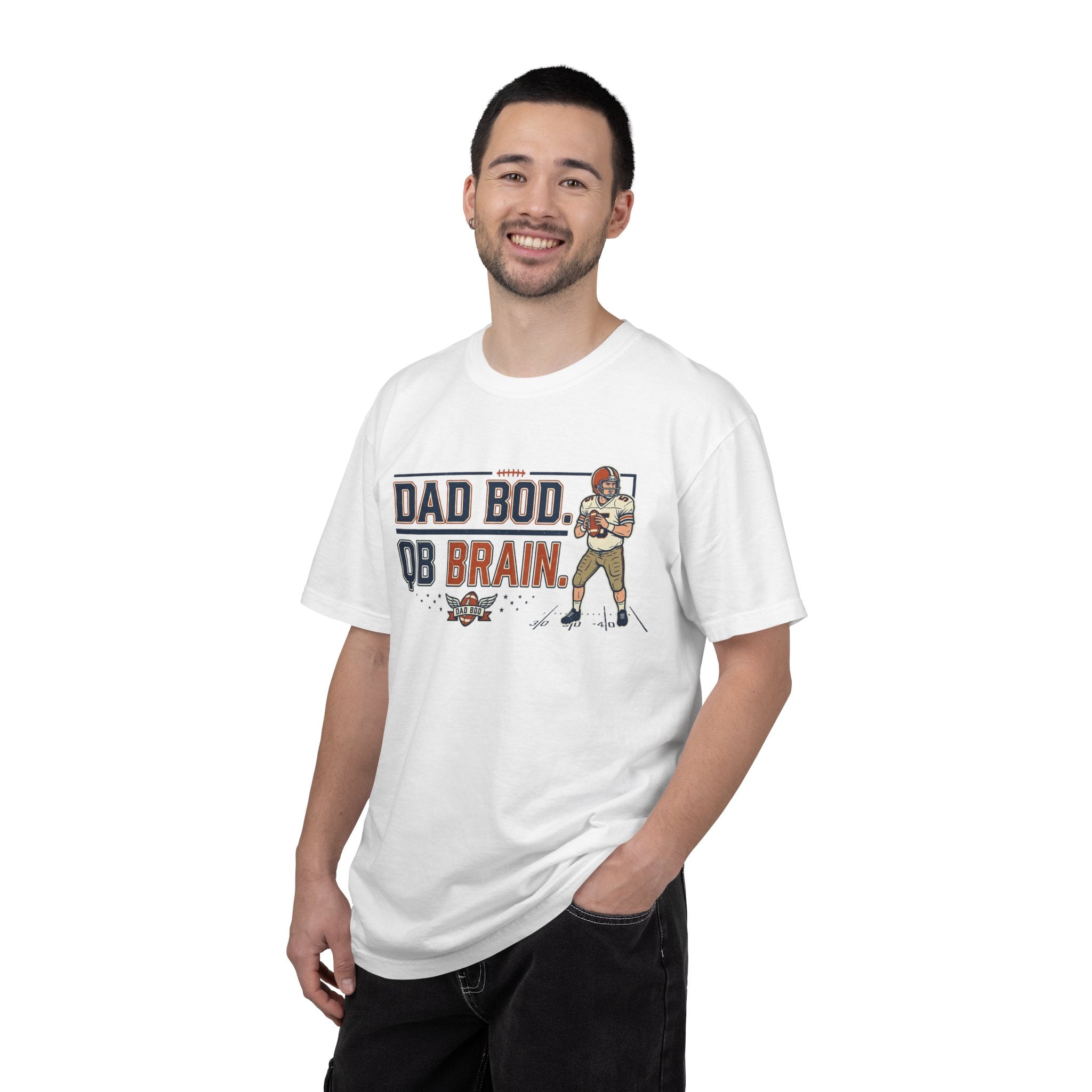 Dad Bod, QB Brain Football T-Shirt — Funny Dad Football Tee