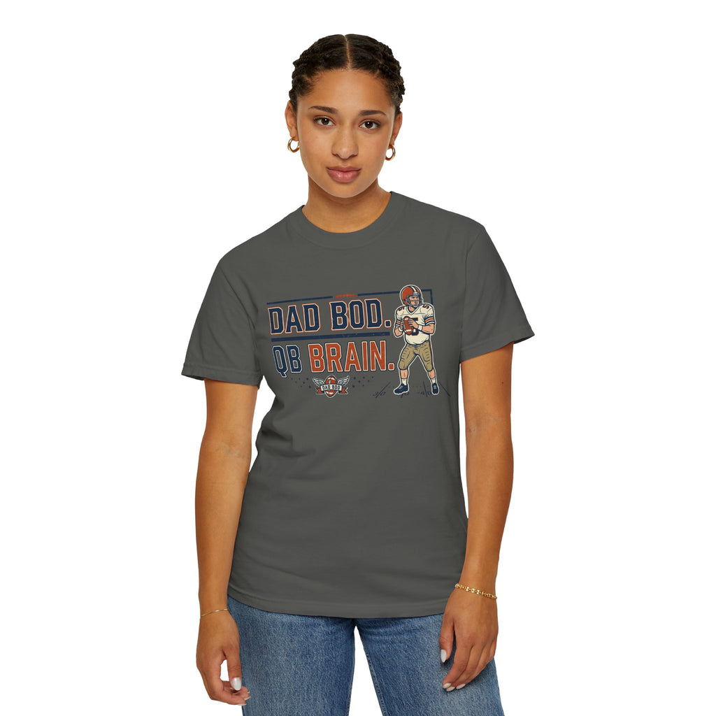 Dad Bod, QB Brain Football T-Shirt — Funny Dad Football Tee