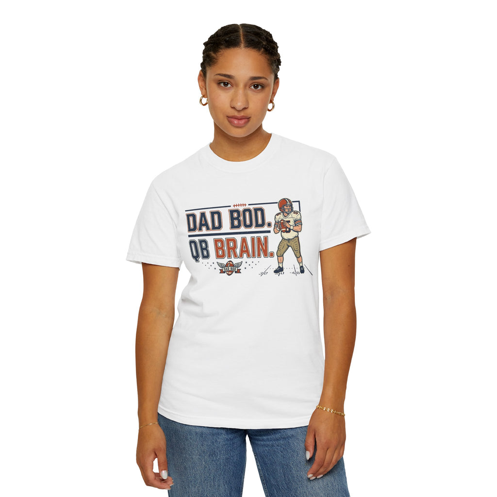 Dad Bod, QB Brain Football T-Shirt — Funny Dad Football Tee