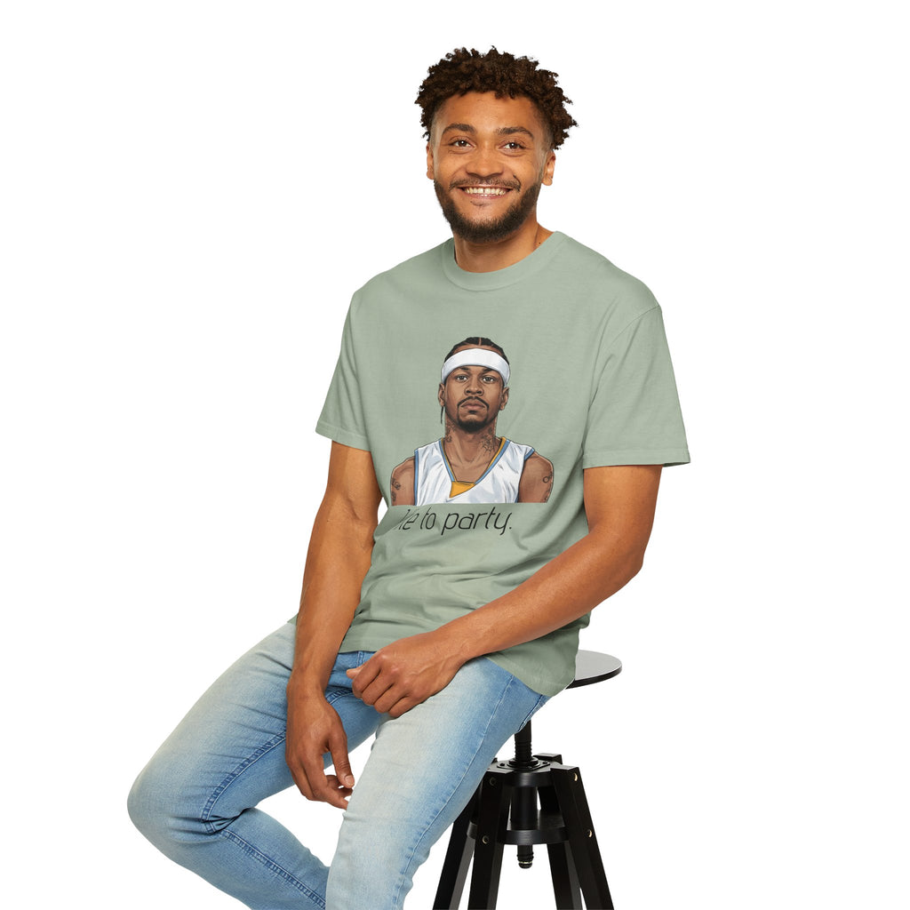 T-Shirt — AI 'I like to party.' Graphic Tee (Retro Athlete Portrait)