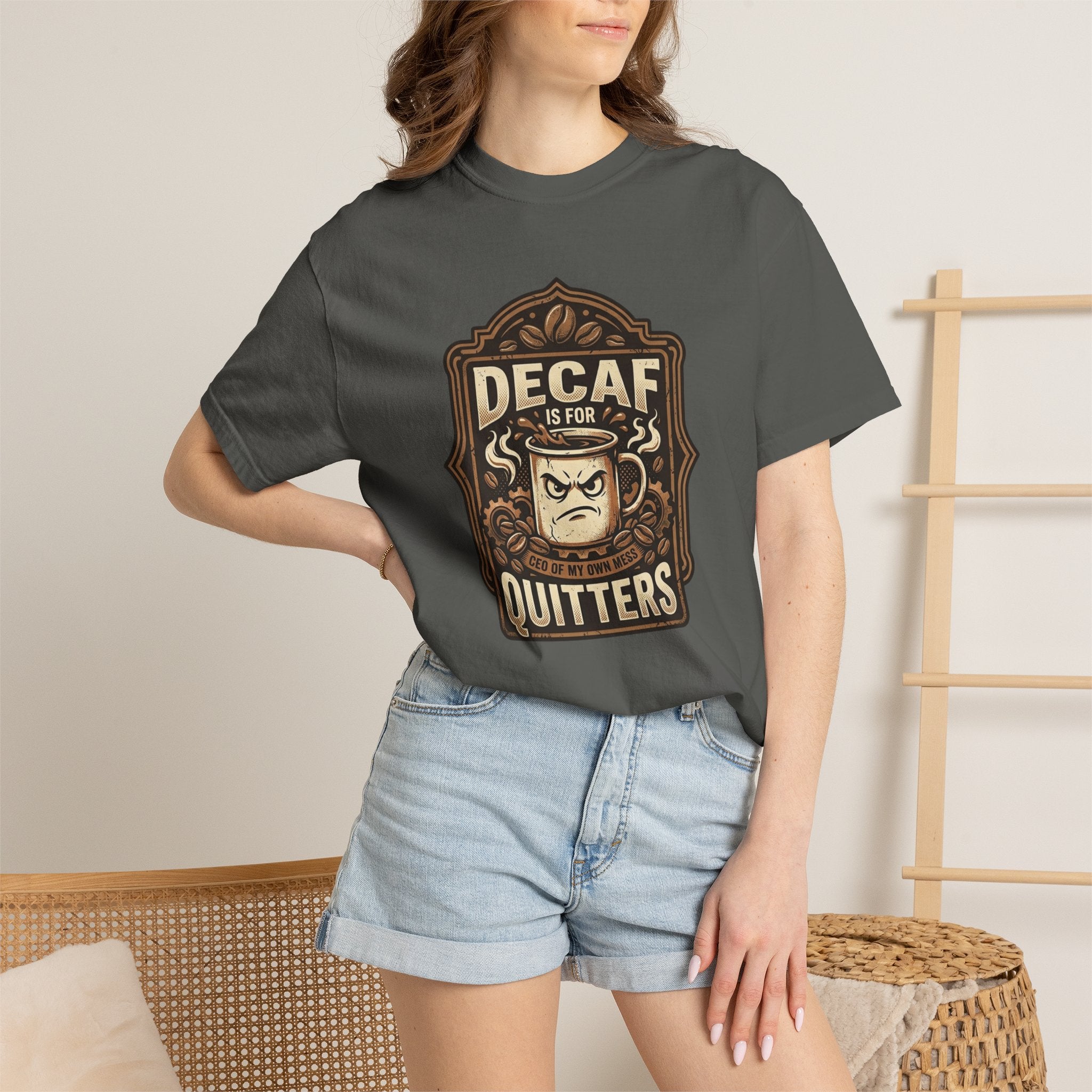 Decaf Is For Quitters Coffee T-Shirt — Funny Coffee Lover Tee