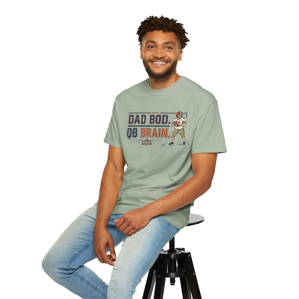 Dad Bod, QB Brain Football T-Shirt — Funny Dad Football Tee