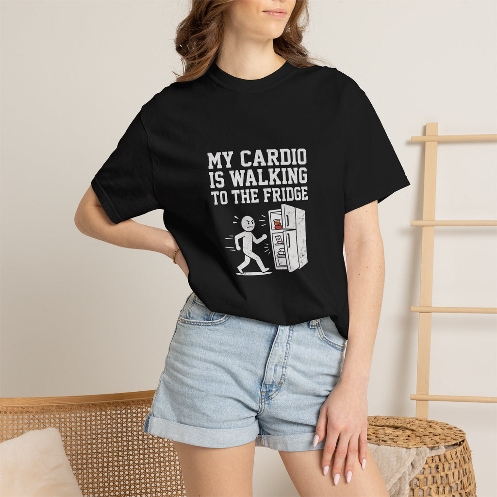 T-Shirt — "My Cardio Is Walking to the Fridge" Funny Fitness Graphic Tee