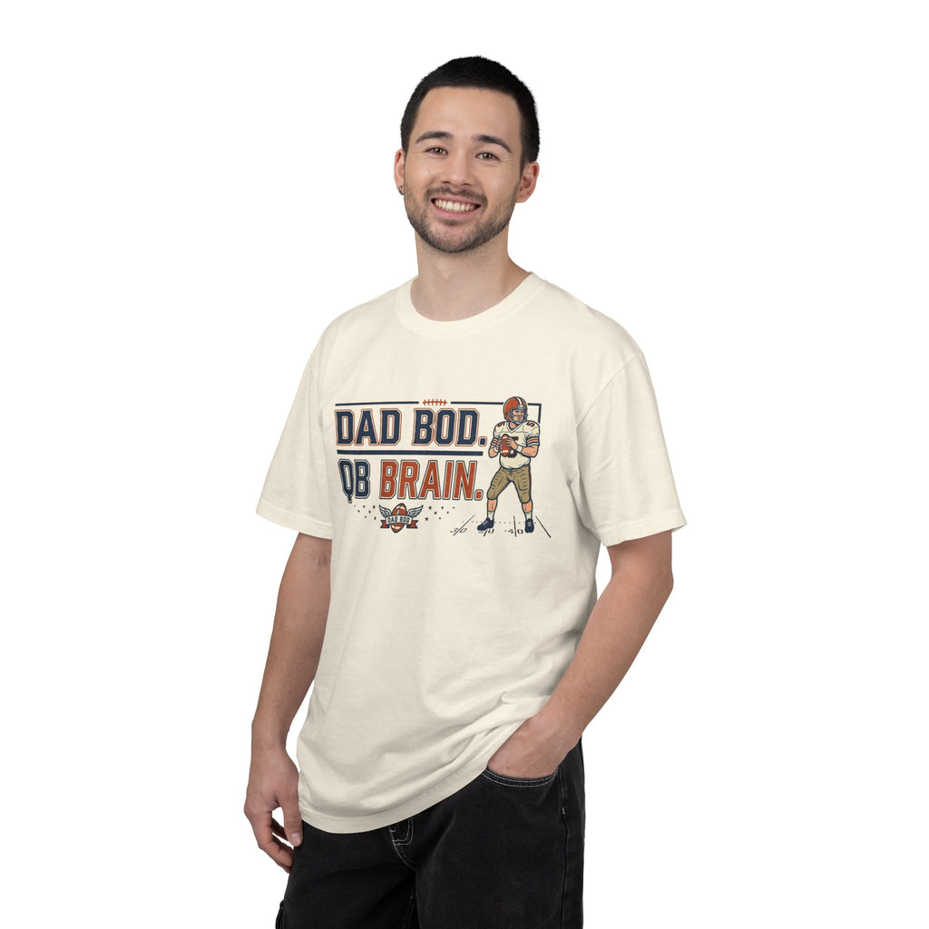 Dad Bod, QB Brain Football T-Shirt — Funny Dad Football Tee