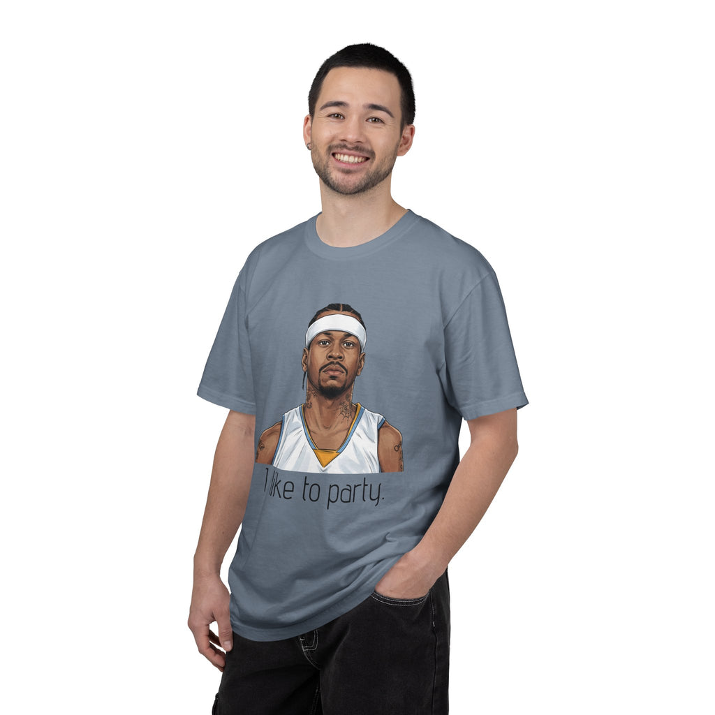 T-Shirt — AI 'I like to party.' Graphic Tee (Retro Athlete Portrait)