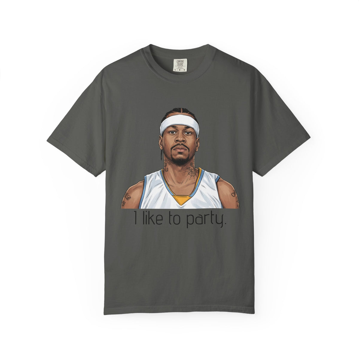 T-Shirt — AI 'I like to party.' Graphic Tee (Retro Athlete Portrait)