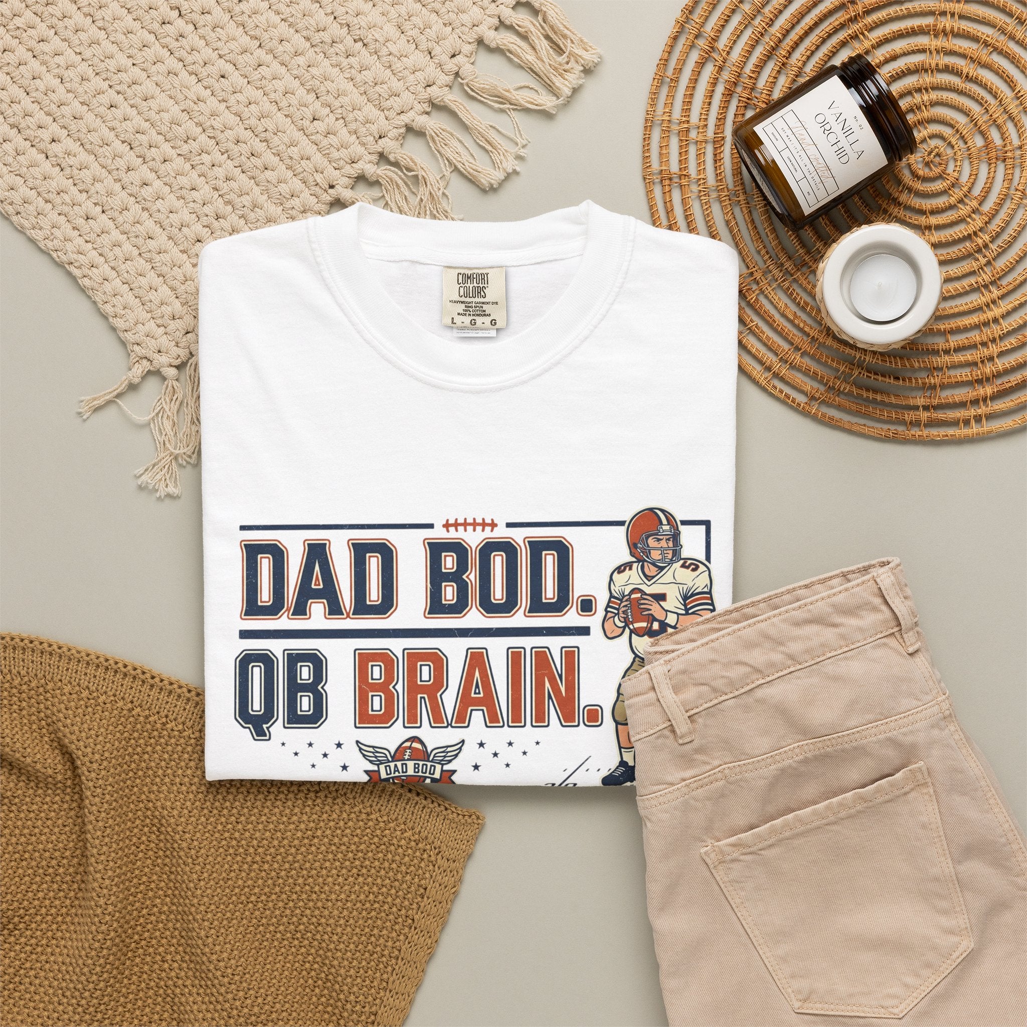 Dad Bod, QB Brain Football T-Shirt — Funny Dad Football Tee