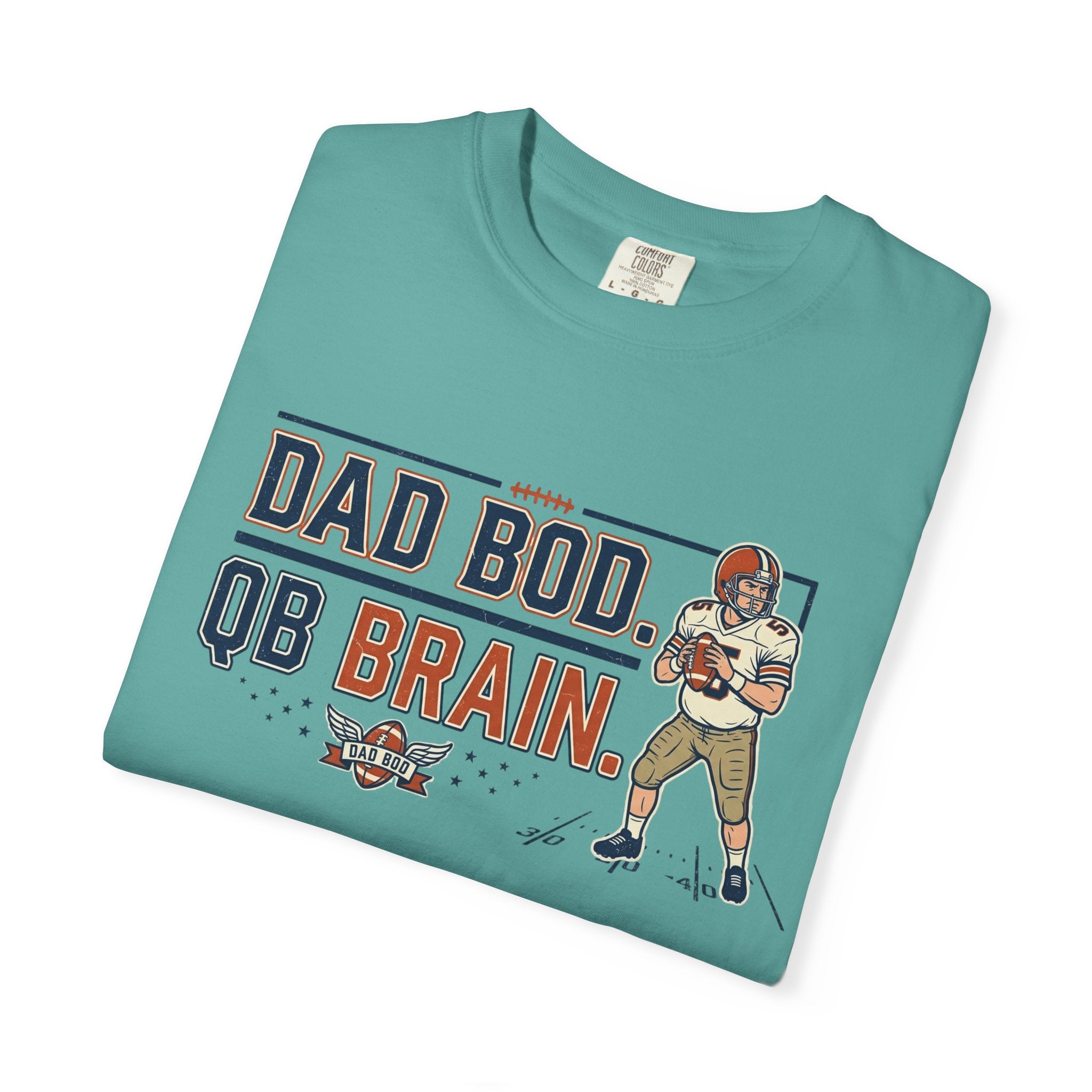Dad Bod, QB Brain Football T-Shirt — Funny Dad Football Tee