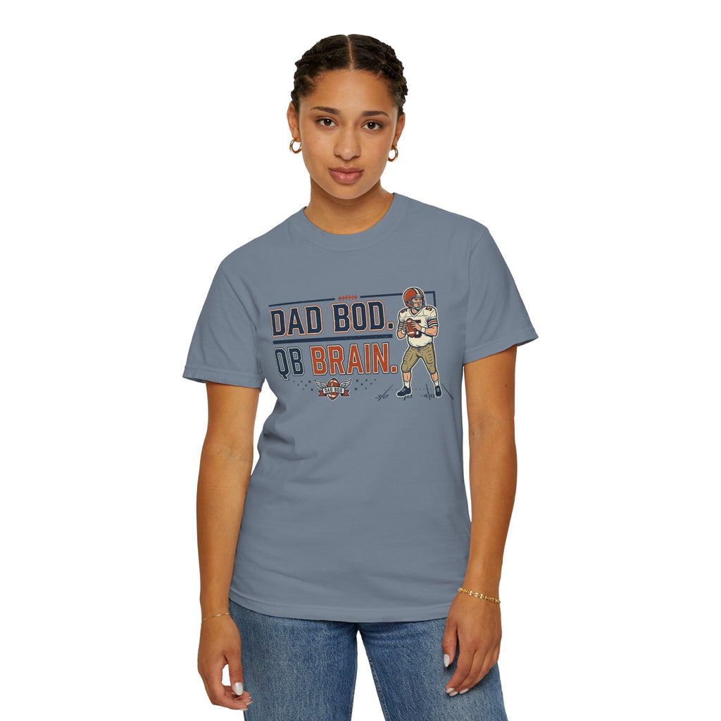Dad Bod, QB Brain Football T-Shirt — Funny Dad Football Tee