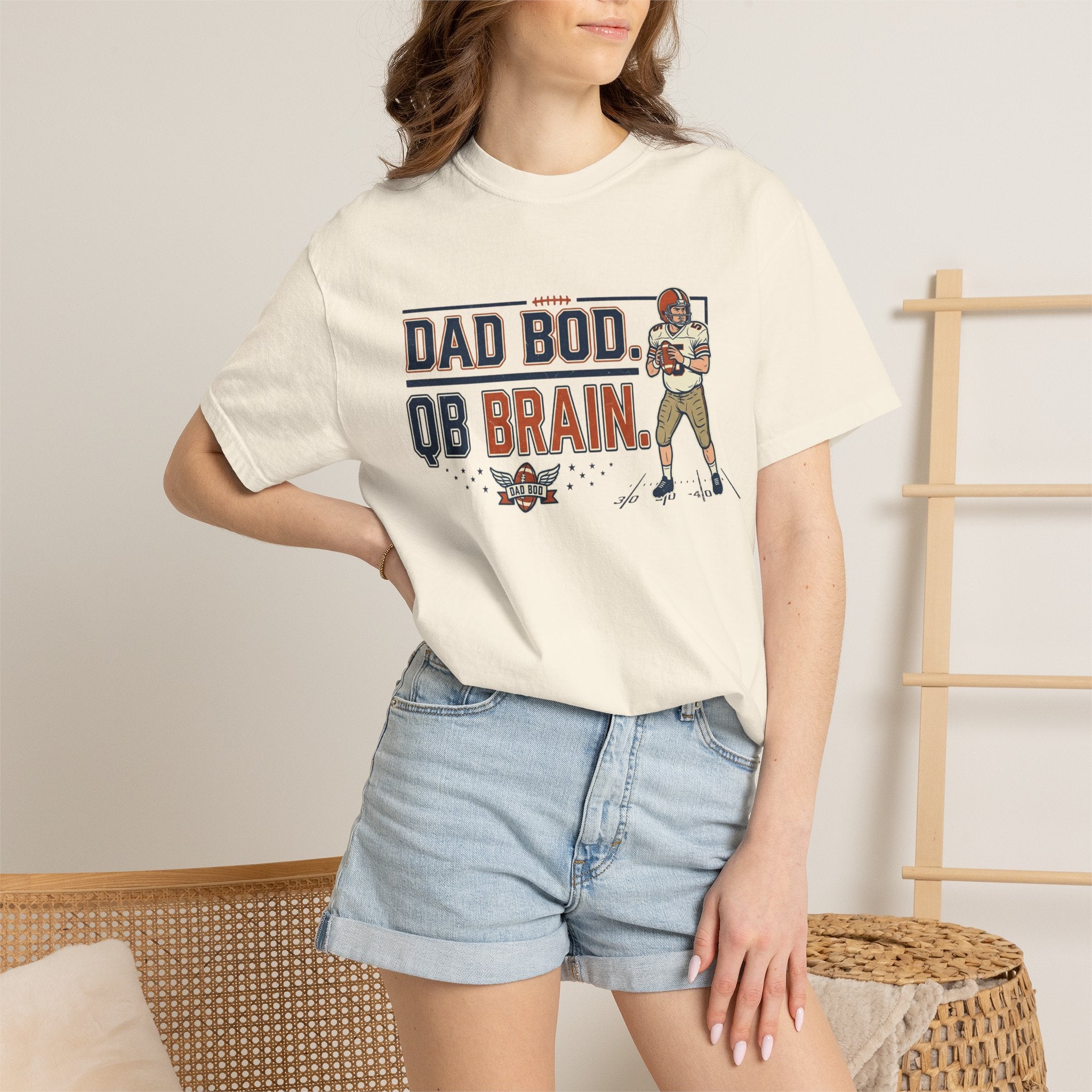 Dad Bod, QB Brain Football T-Shirt — Funny Dad Football Tee