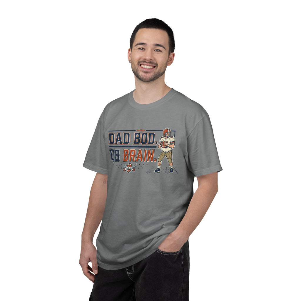 Dad Bod, QB Brain Football T-Shirt — Funny Dad Football Tee