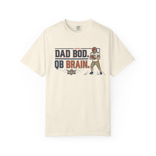 Dad Bod, QB Brain Football T-Shirt — Funny Dad Football Tee