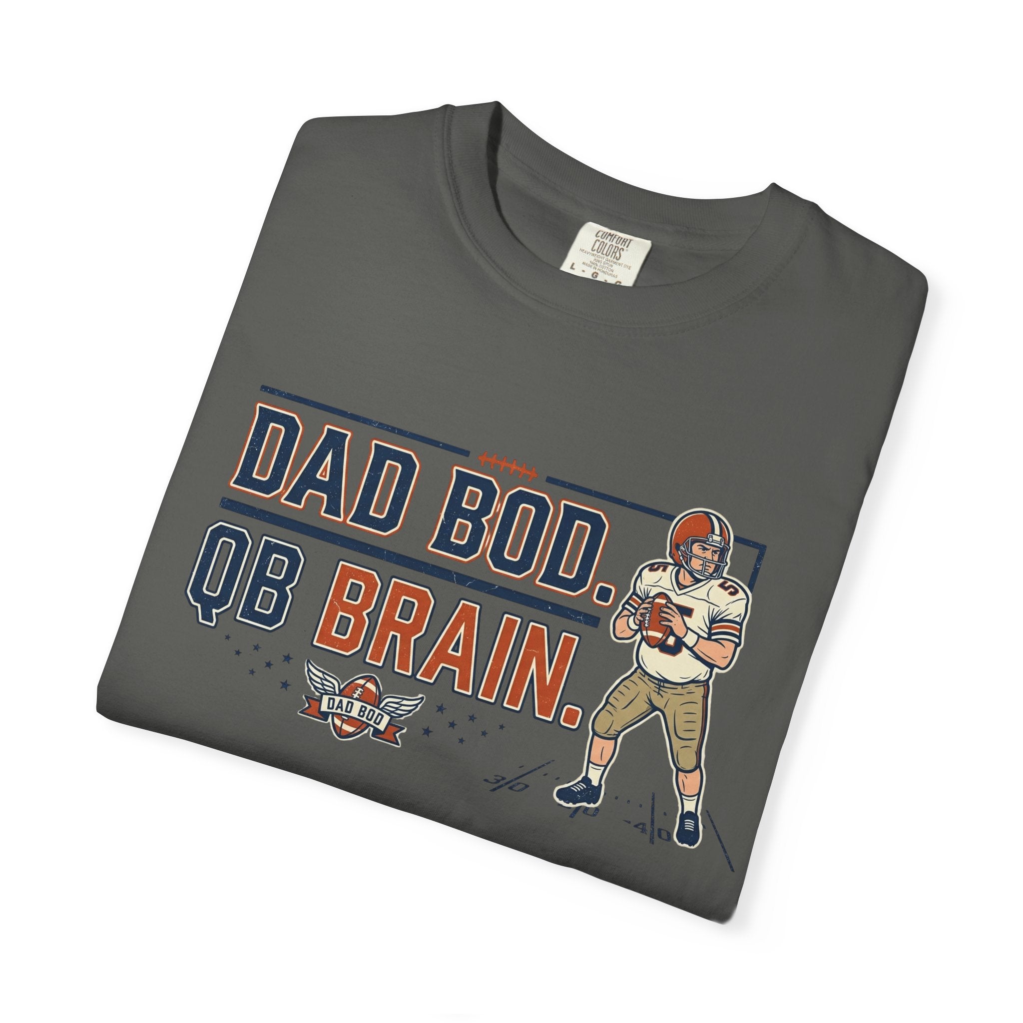 Dad Bod, QB Brain Football T-Shirt — Funny Dad Football Tee