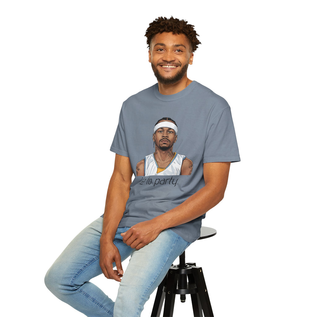T-Shirt — AI 'I like to party.' Graphic Tee (Retro Athlete Portrait)