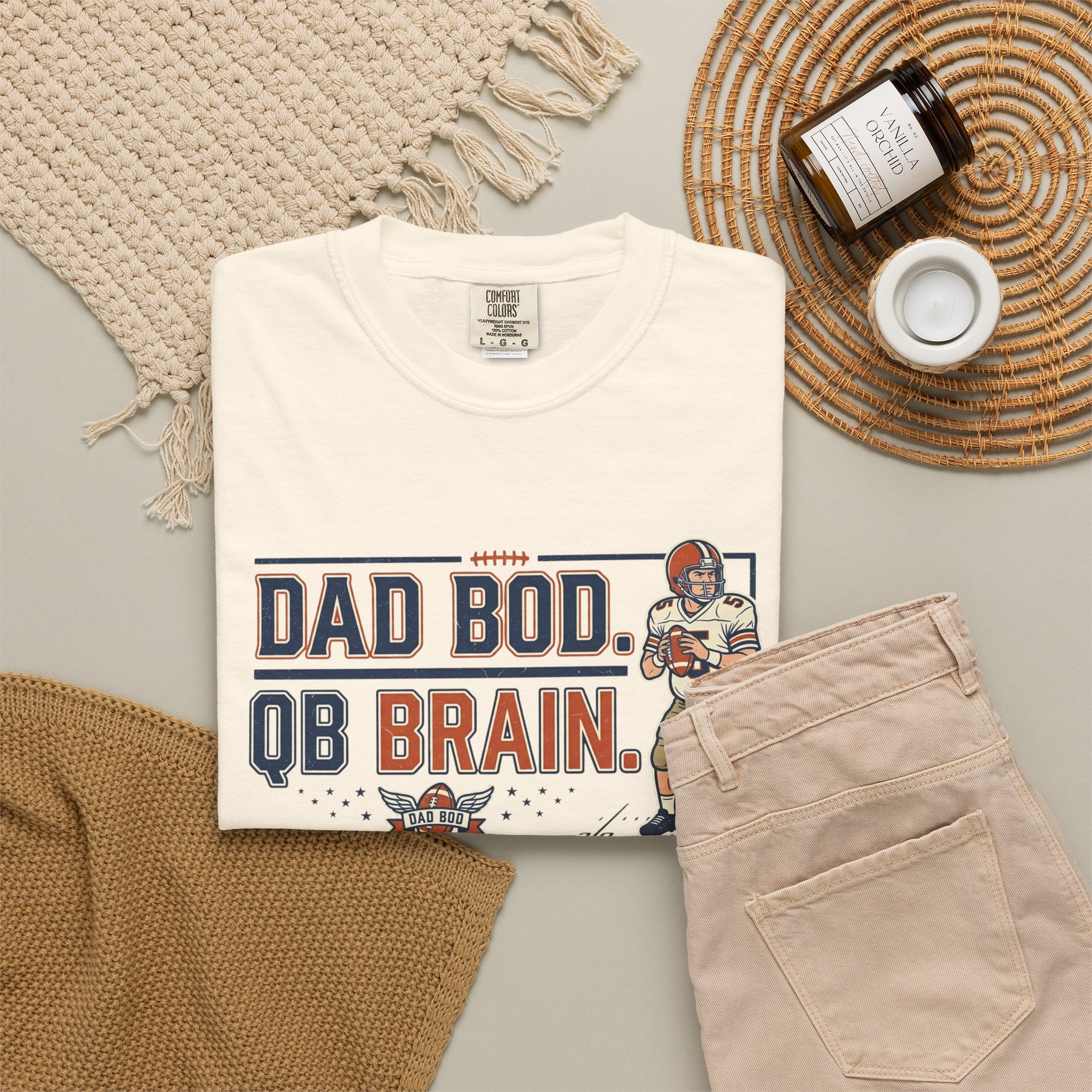 Dad Bod, QB Brain Football T-Shirt — Funny Dad Football Tee