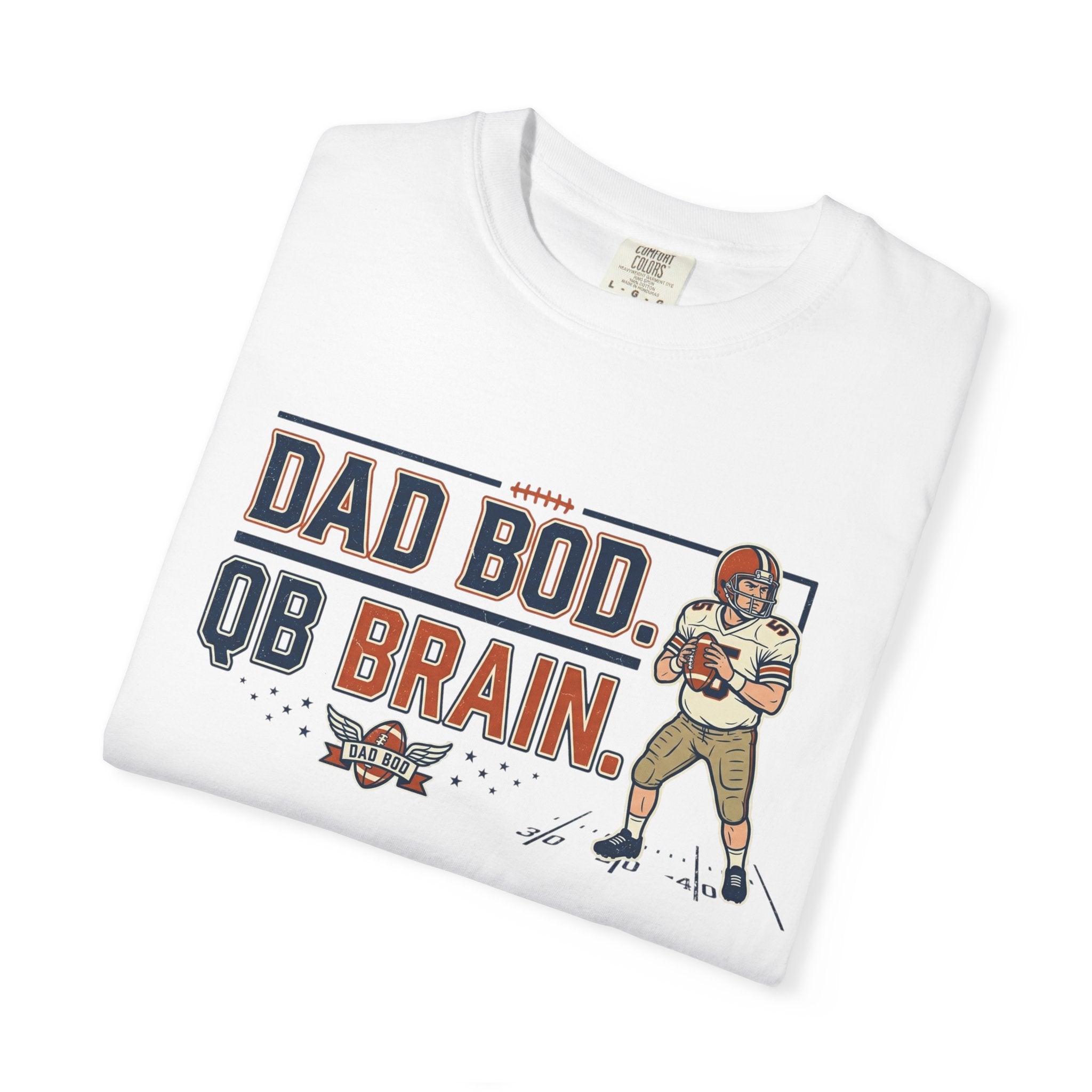 Dad Bod, QB Brain Football T-Shirt — Funny Dad Football Tee