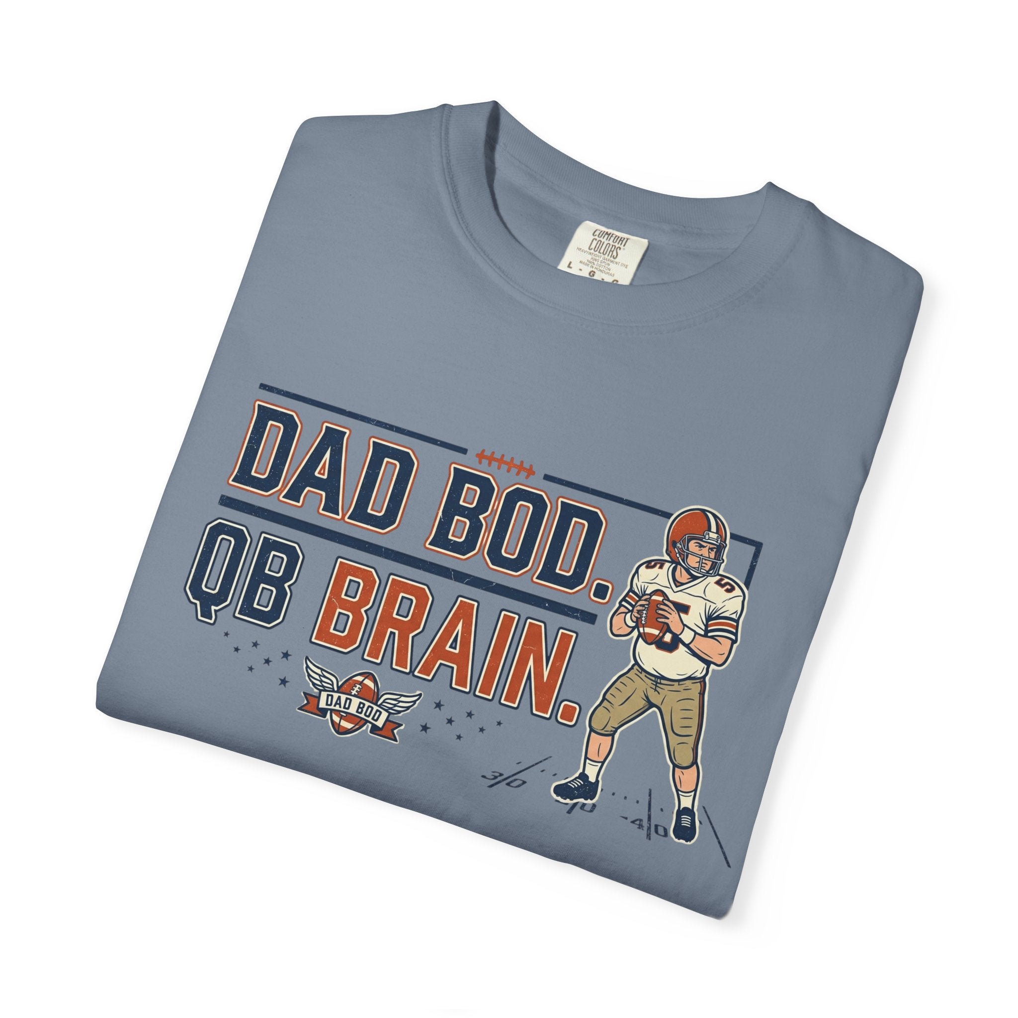 Dad Bod, QB Brain Football T-Shirt — Funny Dad Football Tee