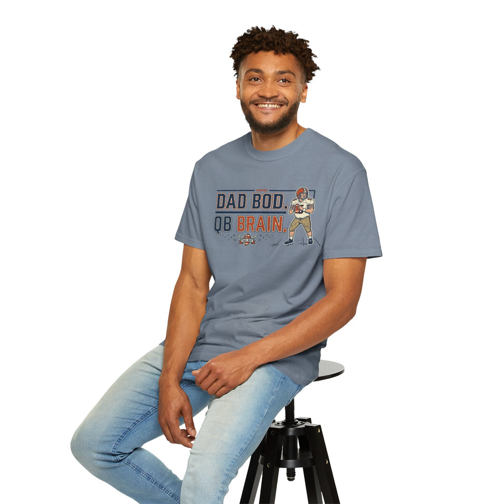 Dad Bod, QB Brain Football T-Shirt — Funny Dad Football Tee