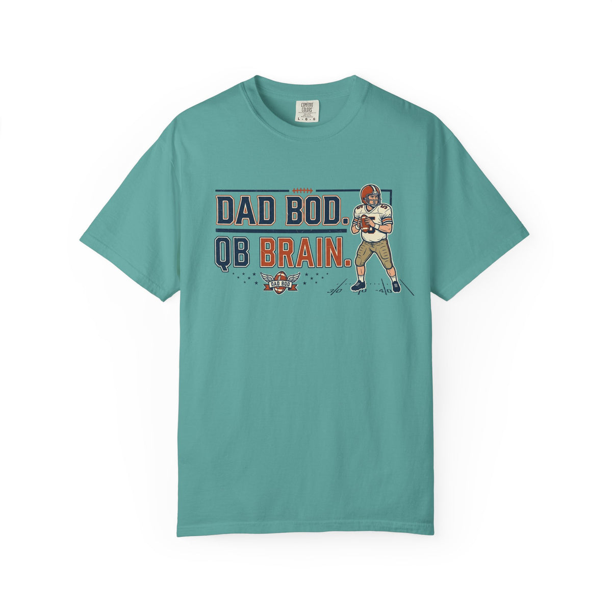 Dad Bod, QB Brain Football T-Shirt — Funny Dad Football Tee