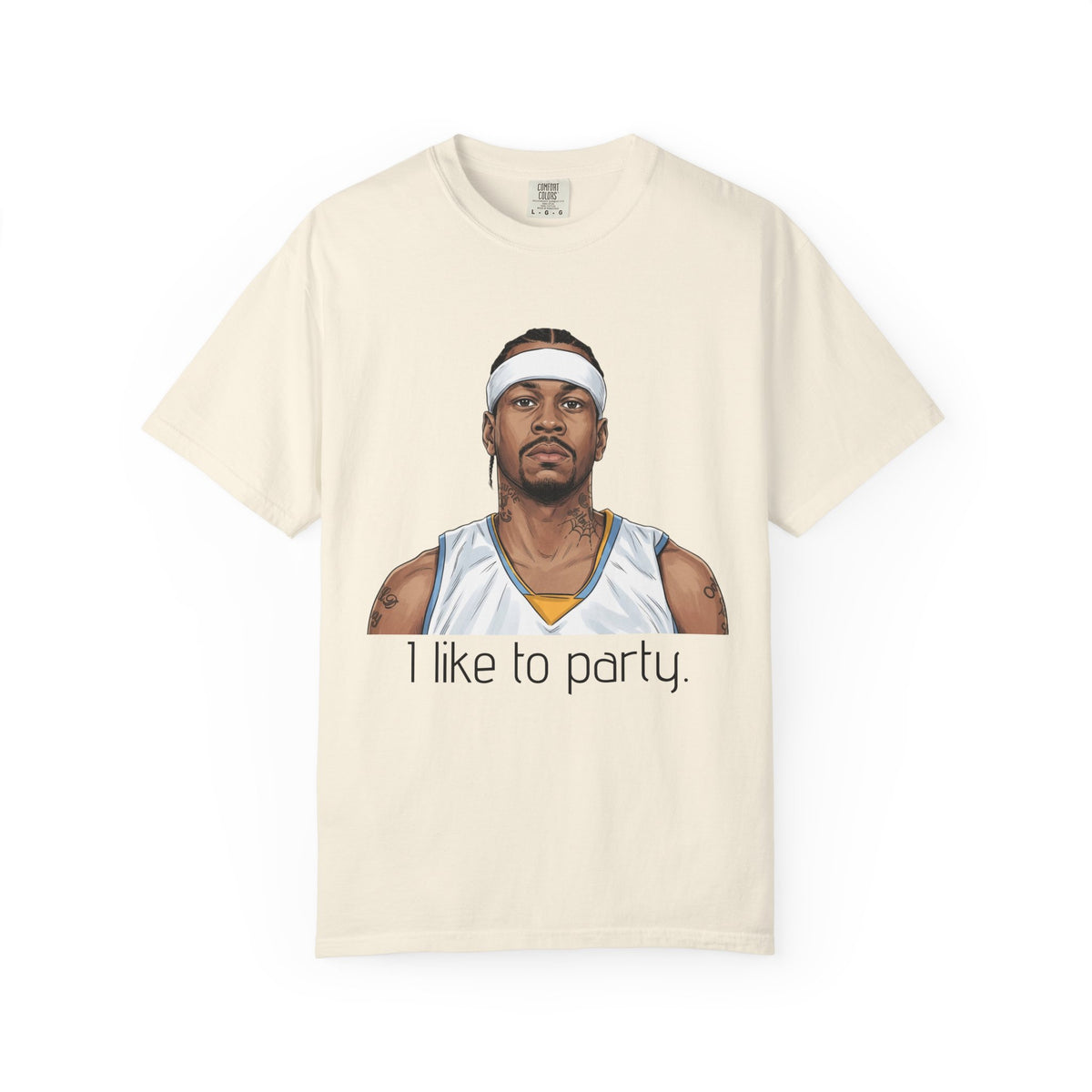 T-Shirt — AI 'I like to party.' Graphic Tee (Retro Athlete Portrait)