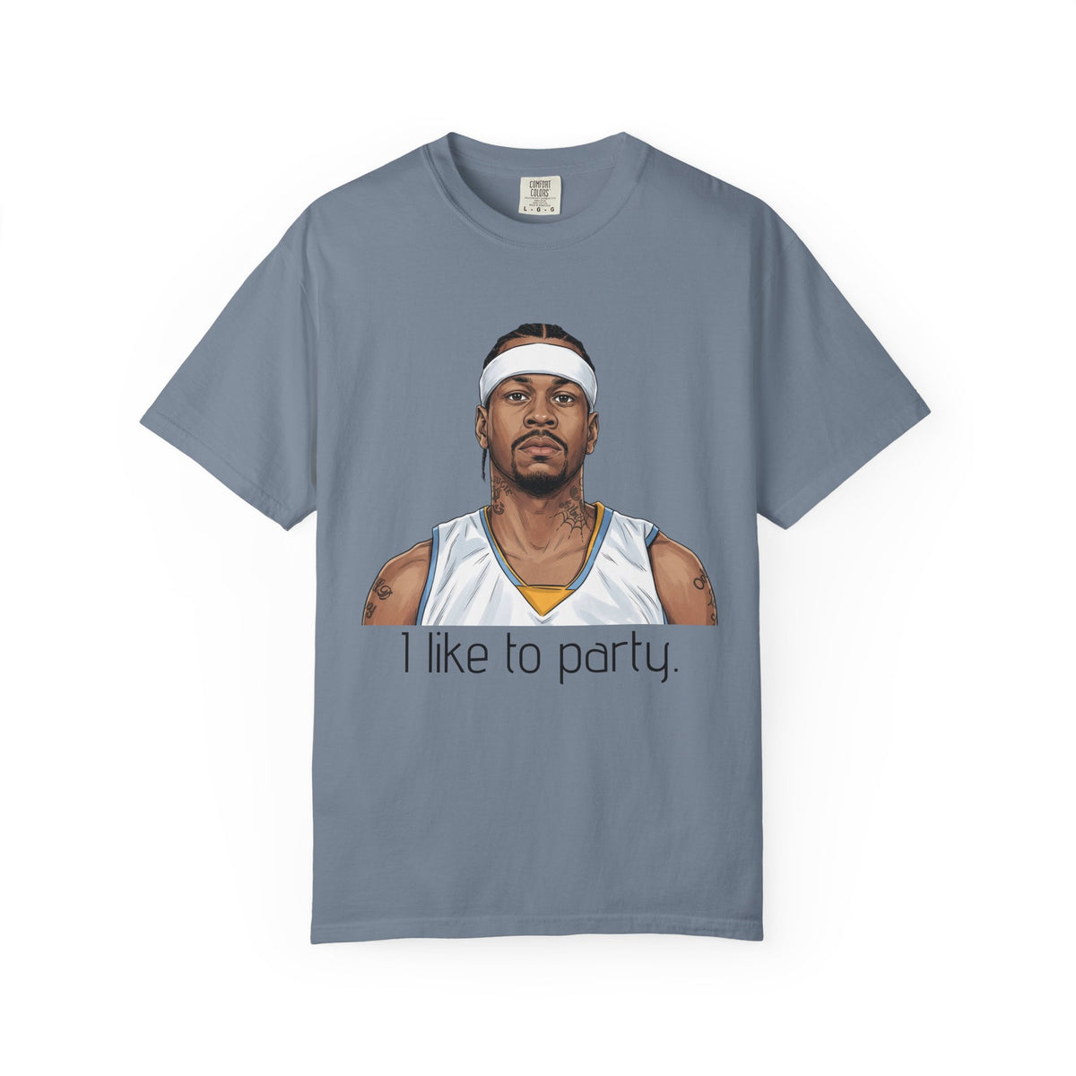 T-Shirt — AI 'I like to party.' Graphic Tee (Retro Athlete Portrait)